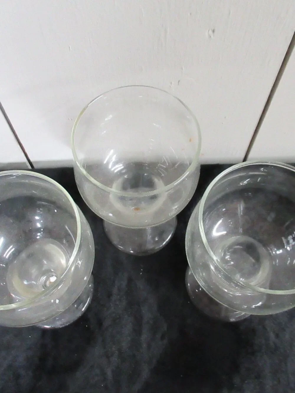 3pc. Vintage Hollow Stem Wine Glasses